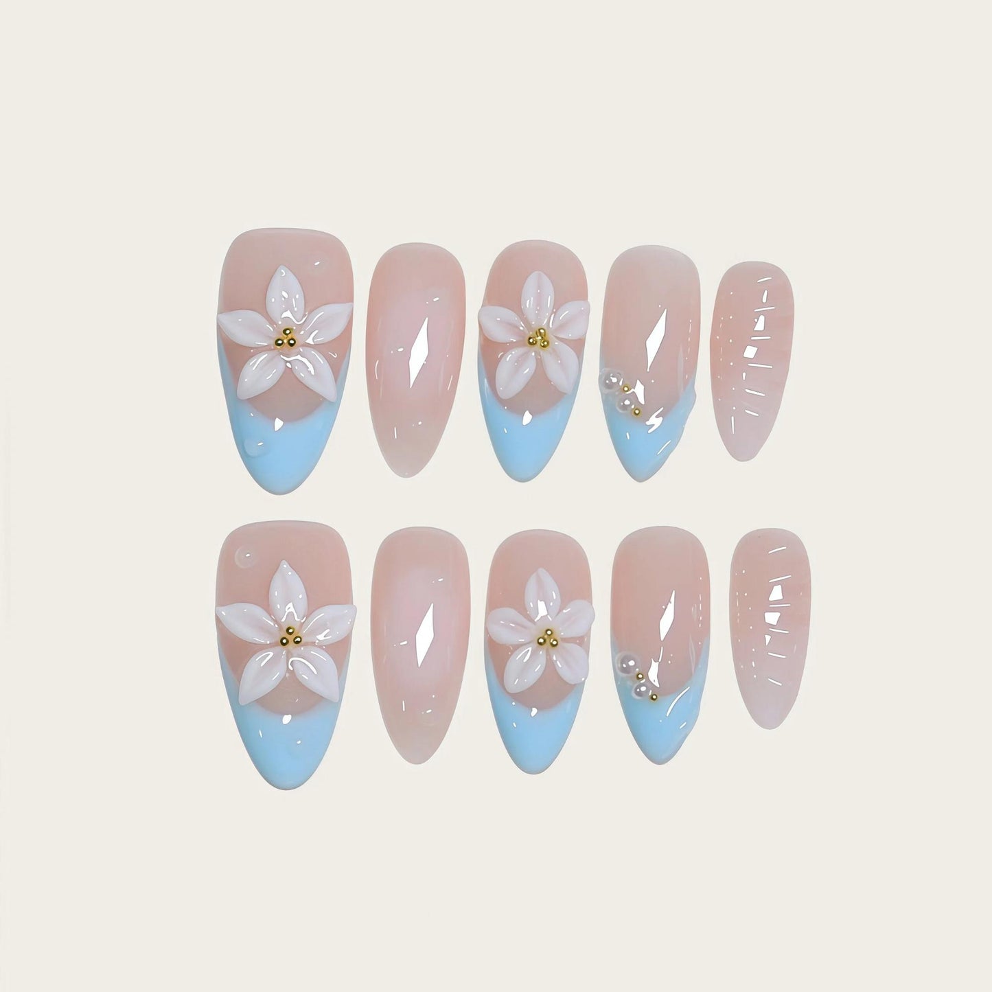 Nude & Sky Blue Plumeria