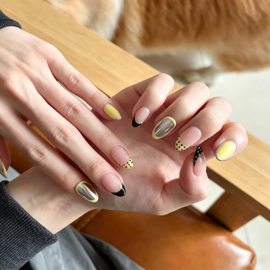 Yellow & Silver Mix Mani