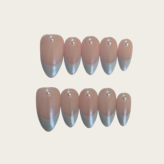 Pearl & Blue French Tip