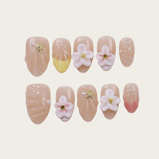 Beach Shell Floral Nails