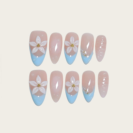 Nude & Sky Blue Plumeria