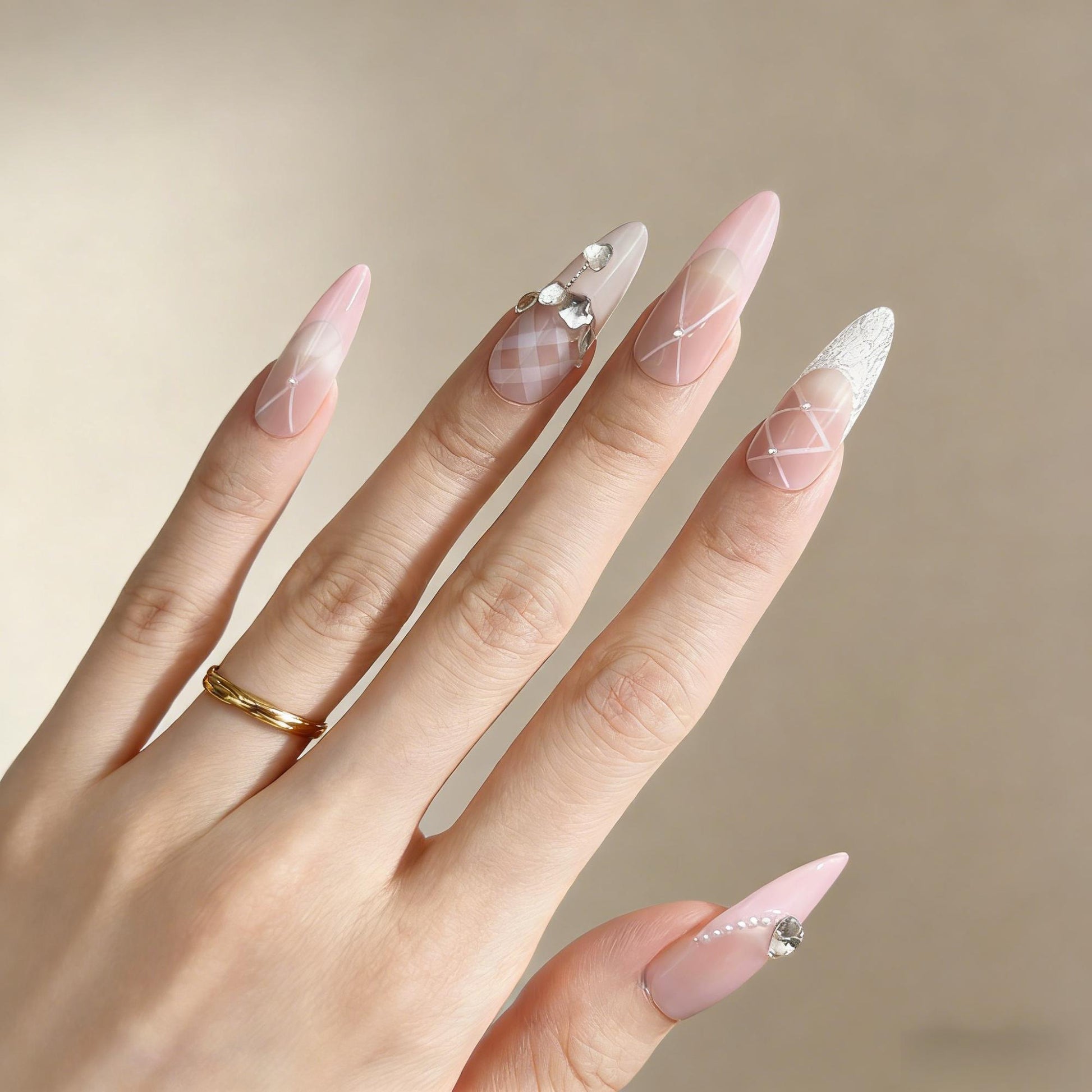 Pastel Dot Press-On Nails - Yellow Blue Red False Nails UK - detail view - ClouDIY UK