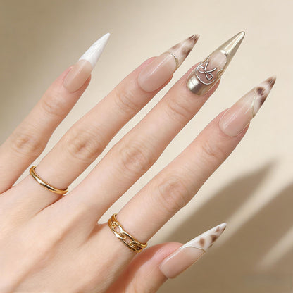 Gold Glitter Press-On Nails - Heart Art False Nails UK - lifestyle view - ClouDIY UK