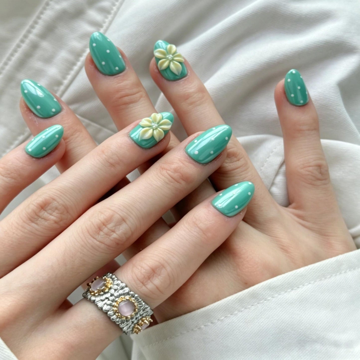 Turquoise Polka Dot Floral