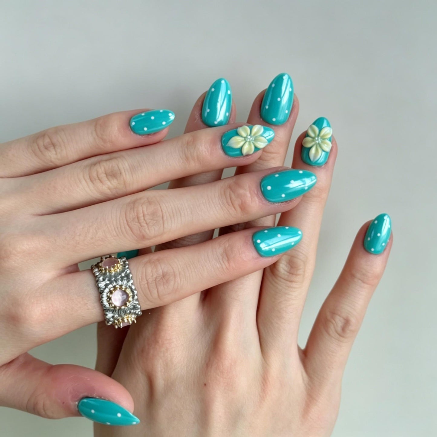 Turquoise Polka Dot Floral