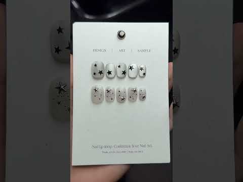 Handmade Press-on Nails Short Square Black and Silver Star Design, Reusable Salon Quality Nails for Daily Wear or Casual Events