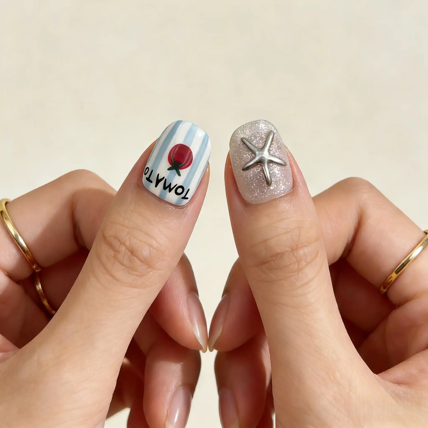 Tomato Star Press-On Nails detail view UK